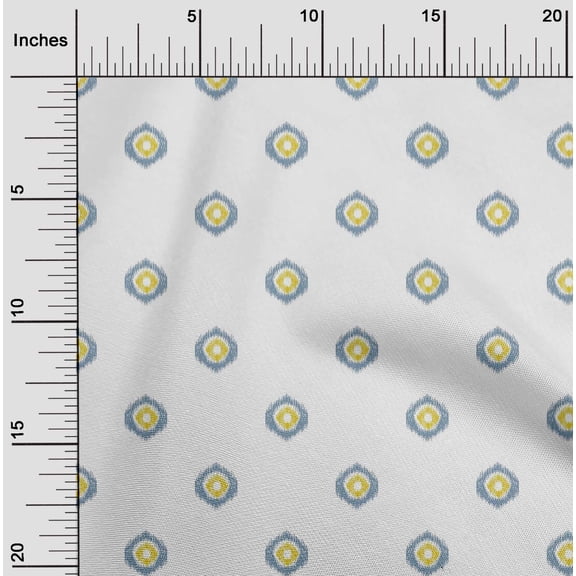 oneOone Organic Cotton Poplin Twill Fabric Circle Ikat Print Fabric By The Yard 42 Inch Wide