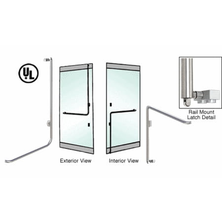 Crl Blumcraft Polished Stainless Left Hand Reverse Swing Rail Mount Keyed Access D Exterior Bottom Securing Panic Handle