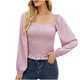 thumbnail image 1 of Mujeres moda Casual cuello cuadrado Color sólido manga larga suelta camiseta blusa Tops Fridja  bvmnju2891, 1 of 6