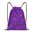 thumbnail image 1 of Xecao Purple Glitter Pattern Sports Drawstring Backpack - String Swim Gym Bag with Wet Proof Pocket for Women&Men-Medium, 1 of 6