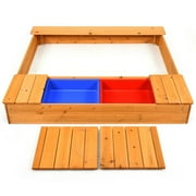 CIPACHO Kids Outdoor Playset Backyard Cedar Sandbox, Sand Box Toys for Kids 3-8