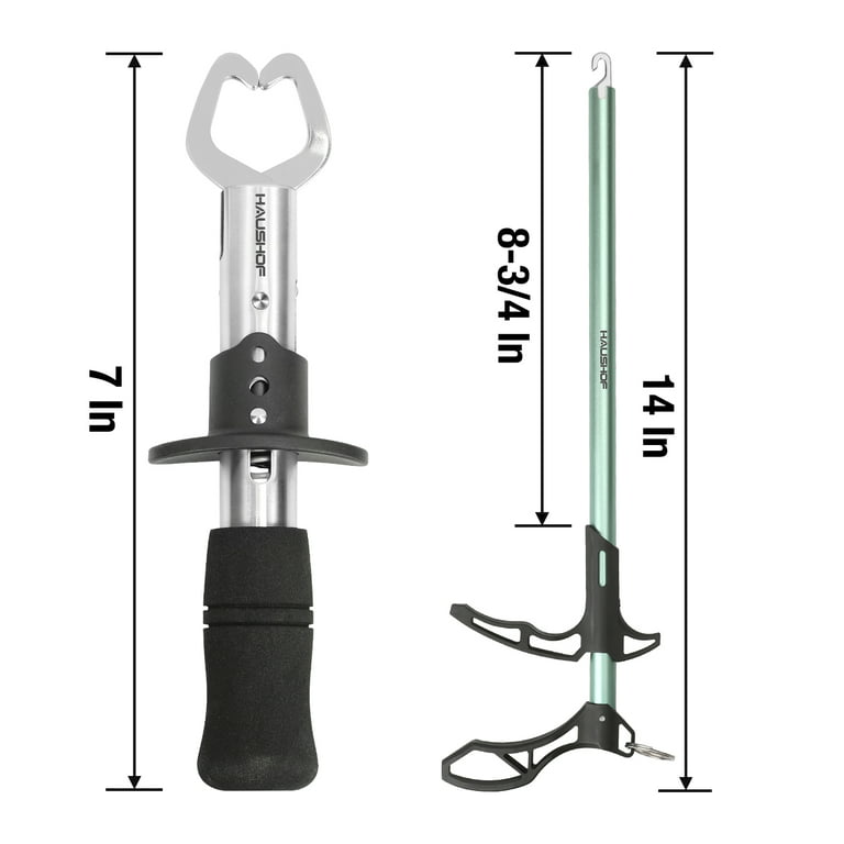 HAUSHOF Fish Hook Remover and Fish Lip Gripper, Aluminum-Alloy Squeeze-Out  Fish Hook Tool and Stainless Steel Fish Holder, 2-Piece Fishing Tool Kit  with Coiled Lanyard and EVA Foam Handle 