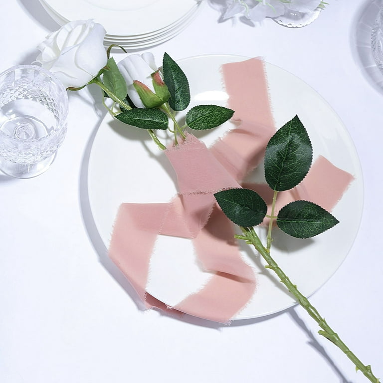 Efavormart 1.5 x 6 Yard - Set of 2 Dusty Rose Chiffon Ribbon Rolls For  Bouquets, Wedding Invitations & Gift Wrapping 