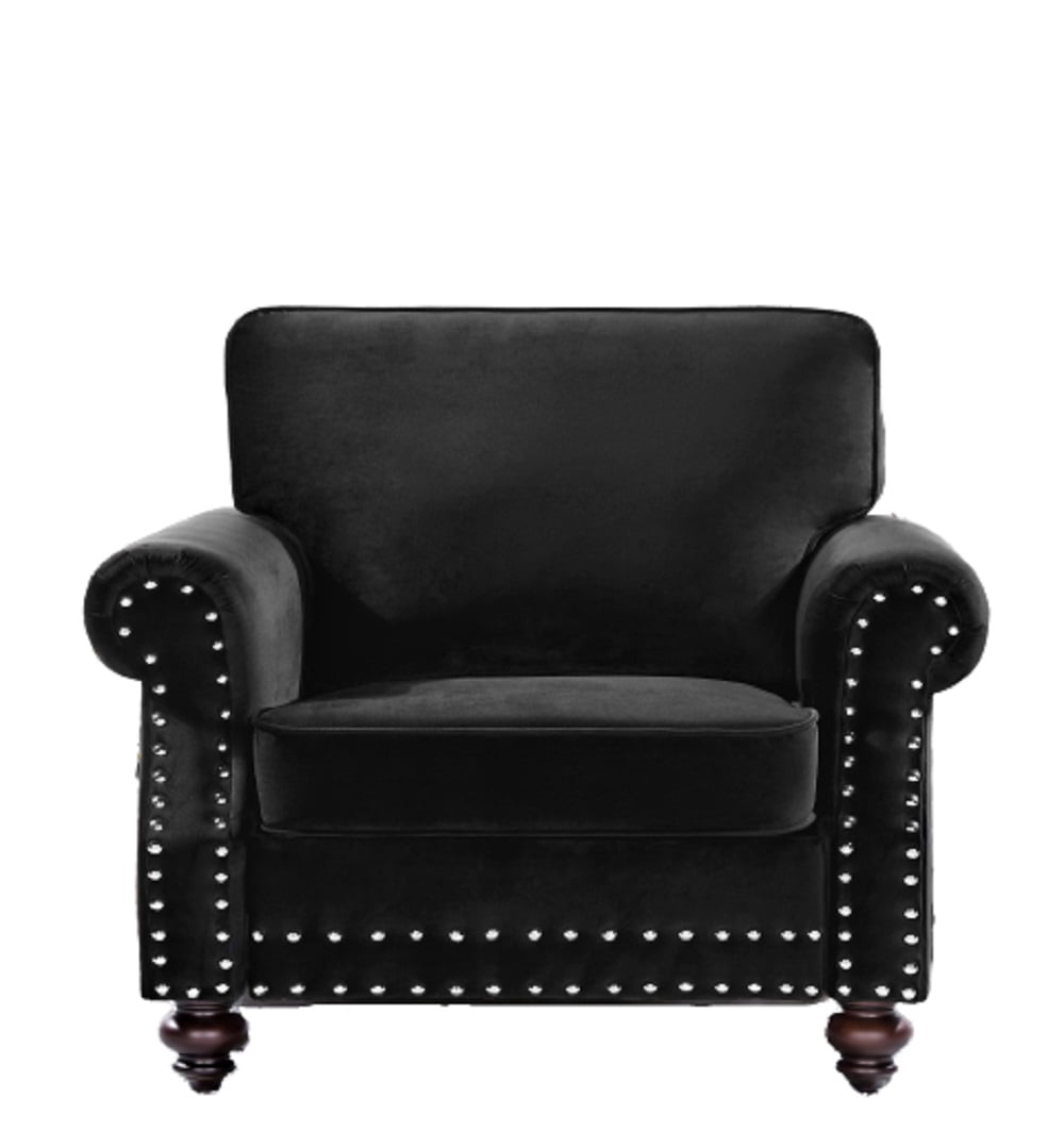 Uspridefurniture Feingold Velvet 37.8'' Wide Tufted Armchair,Black