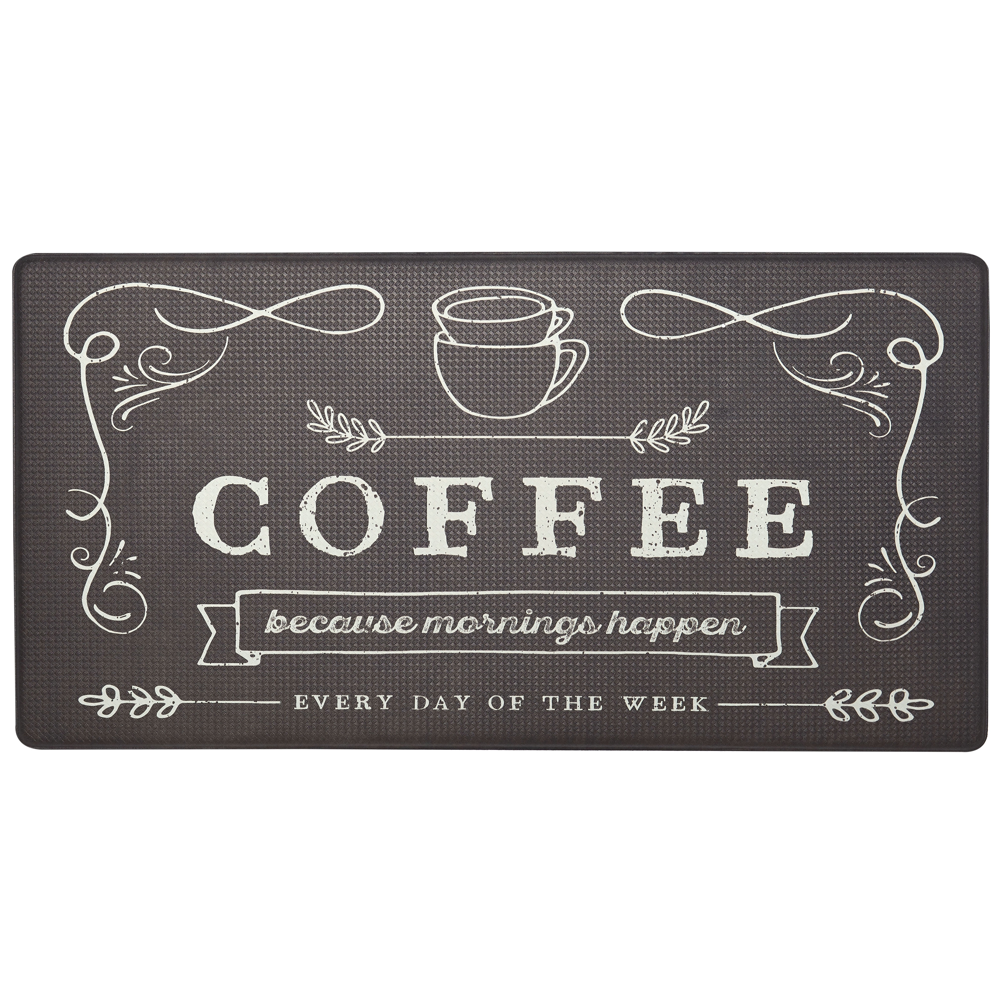 Nicole Miller New York Coffee Because Anti-Fatigue Kitchen Mat, Brown/Ivory, 20"x39"