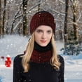 thumbnail image 6 of Men and Women's Winter Knit Hat and Scarf Set, Fleece Lined Windproof Cold Weather Neck Warmer, Warm Two Piece Set for Skiing, Outdoor Activities, Hiking and Snow Sports-Wine, 6 of 9
