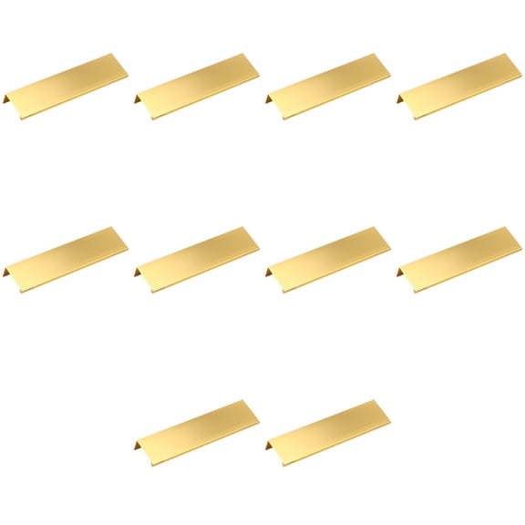10 Pcs Gold Cabinet Pulls, Aluminum Alloy Kitchen Hardware Handles, 5 in / 128 mm Hole Center, Invisible Dresser Finger Edge Pulls for Drawers, Wardrobes, Cupboards