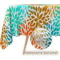 thumbnail image 2 of 60x84inches Blue Orange Flowers Tablecloth Abstract Dahlia Floral Modern Art Rectangle Tablecloths Stain Resistant and Washable Table Cloth Cover for Dining Room Kitchen Indoor Outdoor Decor, 2 of 7
