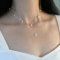 thumbnail image 2 of Sonducket Exquisito collar de perlas artesanales, cadena de plata hipoalergénica, cadena de clavícula de línea e inodora Ropa, zapatos y accesorios Miscelánea Tipo 2 44cm, 2 of 6