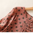 thumbnail image 5 of Qulqfy Casual Summer Shirts for Women Short Sleeve Crew Neck Polka Dot Cotton Linen Button Down Spring Red Tie Women's Summer Tops M, 5 of 9