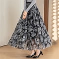 thumbnail image 4 of Aayomet Plus Size Skirts for Women Elastic High Waist Pattern Three Layer Mesh Large Swing Skirt (E, S), 4 of 5