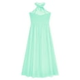 thumbnail image 5 of MSemis Kids Flower Girls Elegant Gown Shiny Sequins Halter Neck Sleeveless High Waist Gown for Mint Green 6, 5 of 6