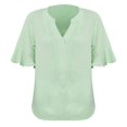 thumbnail image 1 of Vedolay Corset Tops For Women Womens V Neck Button Tops Summer Batwing Sleeve T Shirts Loose Casual Solid Color Blouse,Green M, 1 of 5