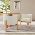 thumbnail image 3 of Upholstered Dining Chairs Set of 2, Natural Rubber Wood Frame and White Boucle Fabric, Modern Armchairs for Dining and Living Room, 225lbs Capacity, 3 of 14