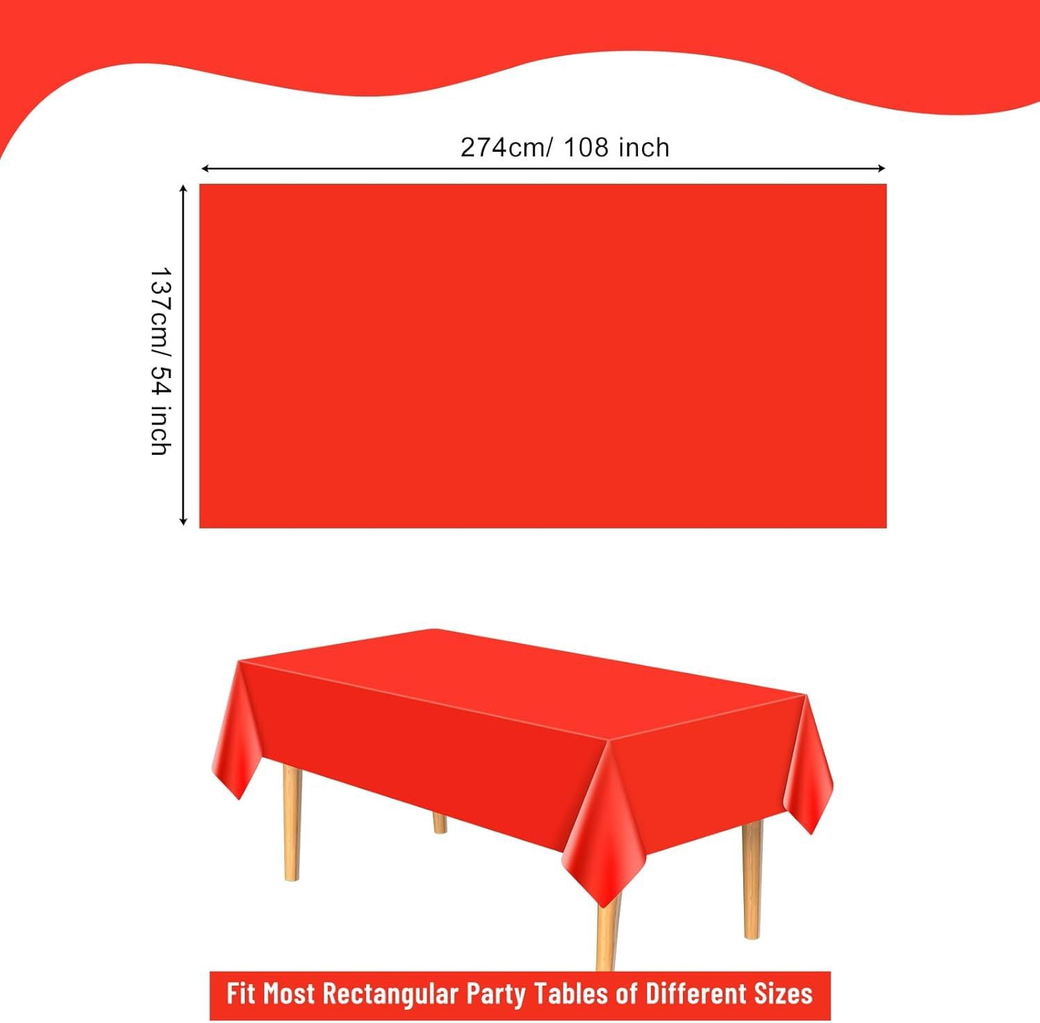 137 x 274cm Plastic Tablecloth Rectangle Table Covers Metallic Party Tablecloth Faux Foil Table Cover for Birthday Wedding Christmas 12PCS