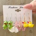 thumbnail image 1 of Juego de pendientes de pato de dibujos animados rosa para mujer y niña, Pendientes colgantes de corazón de mariposa de Animal lindo, pendientes geométricos, regalo de joyería de moda, 1 of 4