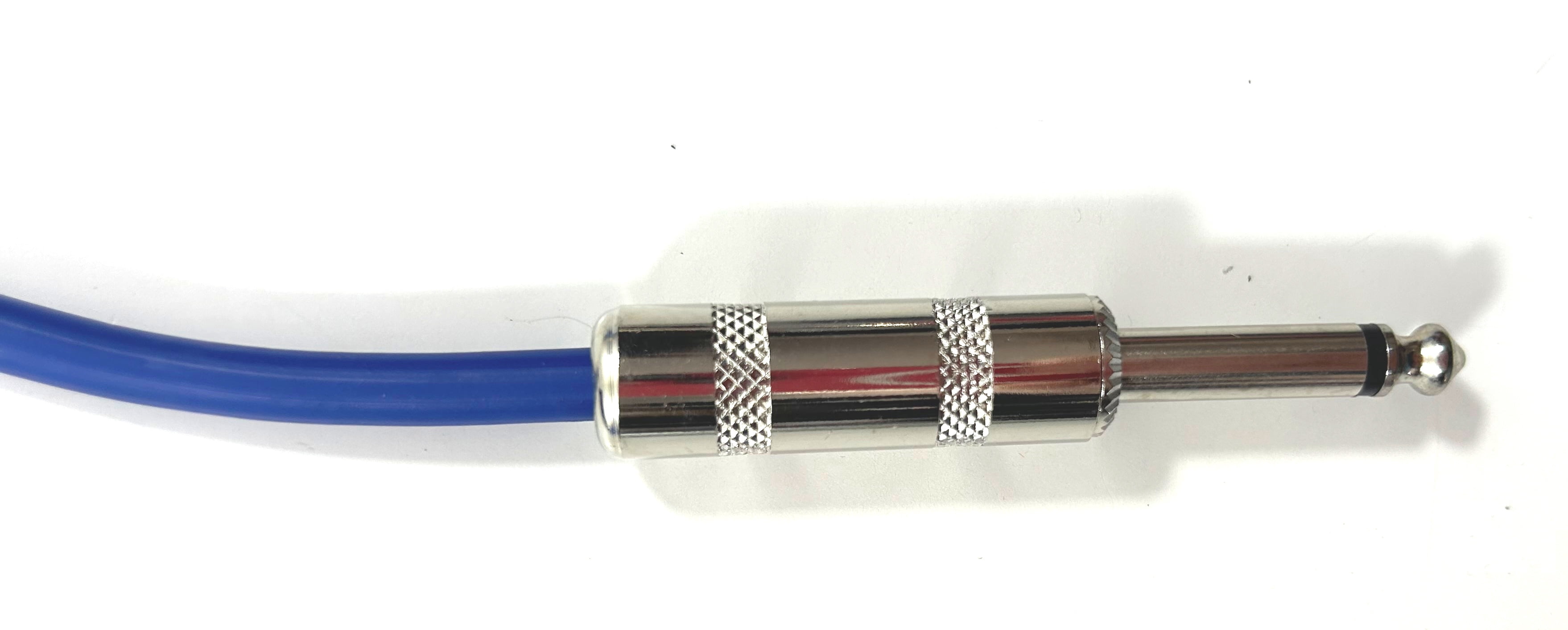 Perfektion Guitar Cable Instrument Coiled Heavy Duty Blue 20ft Right Angle End