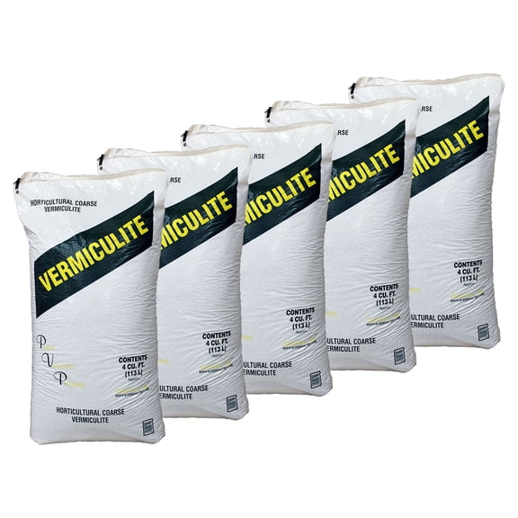 PVP Industries Medium Vermiculite Professional Grade Soil Conditioner, 4 Cu Ft, 5 Pack