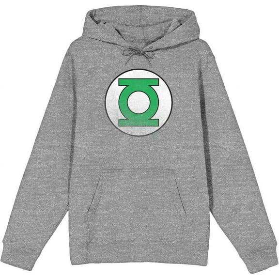Green Lantern Logo Adult Heather Gray Long Sleeve Hoodie-Medium