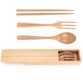 thumbnail image 1 of Tenedor Portátil, Cuchara, Palillos, Juego De Cubiertos De Viaje Para Acampar, Cubiertos Reutilizables De Madera De Haya Natural, Juego De Viaje, Utensilios Portátiles, 1 of 7