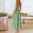 thumbnail image 3 of Aellinatey Women‘s Maxi Dress Casual Sleeveless Off Shoulder Smocked Tiered Beach Long Sundress, 3 of 20