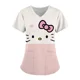 thumbnail image 2 of Uniforme de enfermera Kawaii para mujer, Tops con estampado de Hello Kitty, monos de manga corta con bolsillo, blusa médica de enfermería, 2 of 6