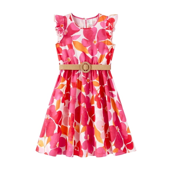 Vestido PATPAT para niñas pequeñas, bohemio, con volantes y estampado floral, de 6 a 7 años