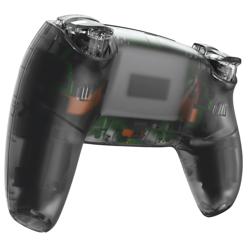 eXtremeRate Luna Redesigned Full Set Housing Shell Buttons Touchpad Cover Clear Black Replacement Top Bottom Cover Case for ps5 Controller BDM-030/040