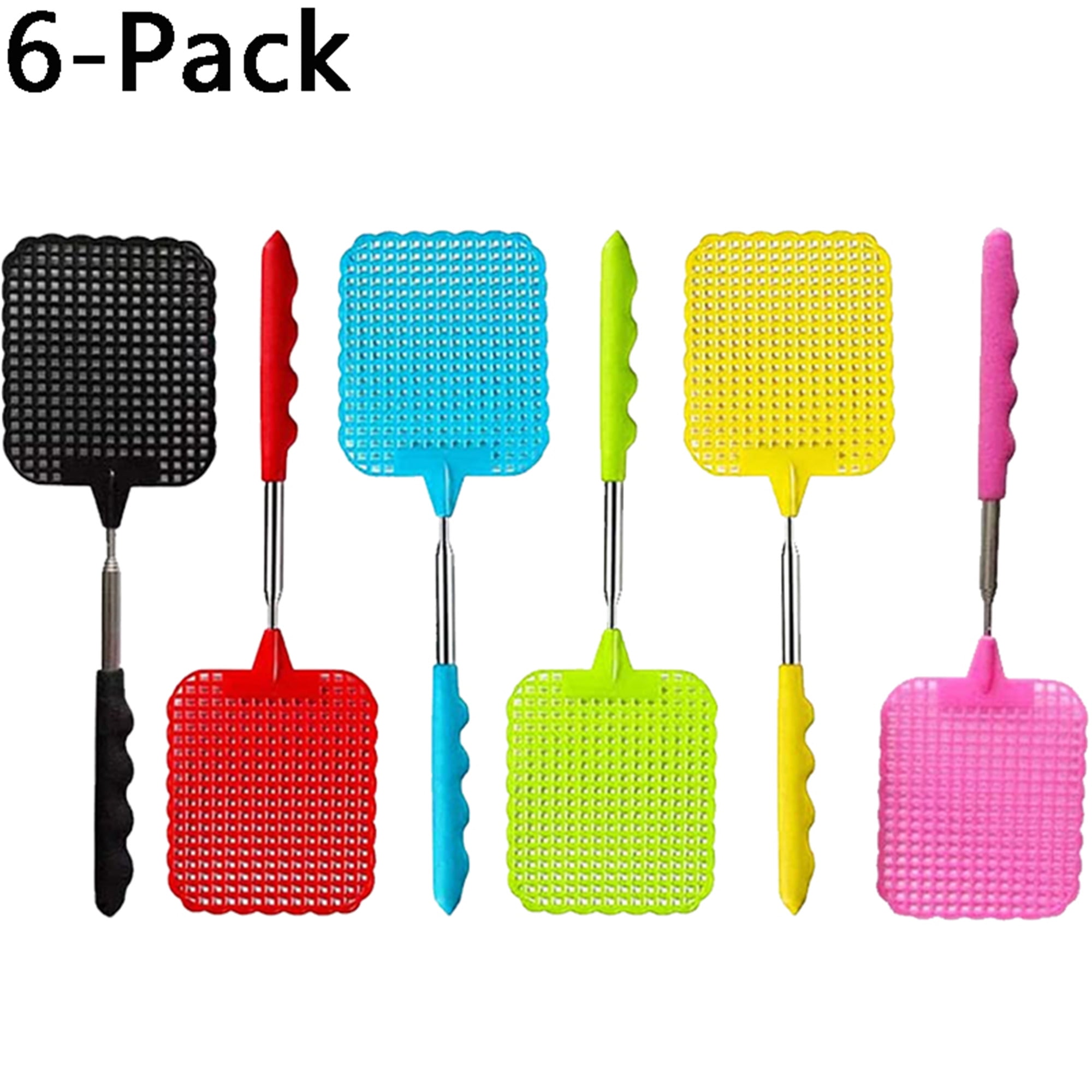 Elbourn 6Pack Telescopic Swatter, Fly Swatters Multi Color, Heavy Duty