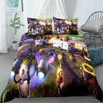 Plants vs. Zombies three-piece bedding set, 2 pillowcases and 1 quilt cover, Christmas gift set for children and adults