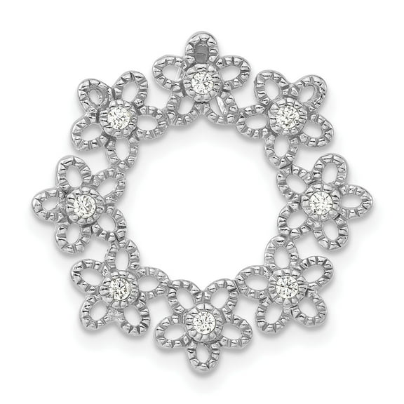 Sterling Silver Floral Wreath Pendant Necklace for Women with Openwork Design, Cubic Zirconia Accents, Symbol of Beauty and Unity, Nature Inspired Spring Jewelry