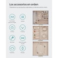 thumbnail image 3 of SONGMICS Caja de Joyas, Caja Joyero de 3 Niveles, Estuche de Joyería, con 2 Cajones, Tapa de Cristal, Amplio Espacio, Azul Ahumado y Dorado, 3 of 5
