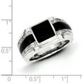 thumbnail image 3 of Sterling Silver Ss Rh Plated White Night Diamond & Onyx Men's Ring (Size 9) Made In India qr5555-9, 3 of 5