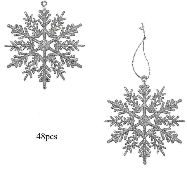 Decoraciones navideñas de invierno JanHm con copos de nieve brillantes