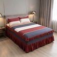 thumbnail image 1 of Bed Skirt Set Ruffled Design Polyester Fabric Dust Protection Decorative Cover for Bedroom Dorm Apartment, 1 of 9