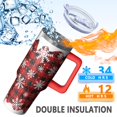 thumbnail image 2 of Double Wall 40oz Tumbler Gift - Festive Stainless Steel w/Reindeer Pattern, Leakproof w/Handle & Straw, 2 of 5