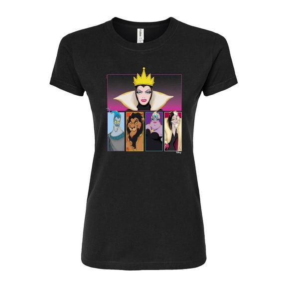 Disney Villains - Villains Grid - Juniors Fitted Graphic T-Shirt