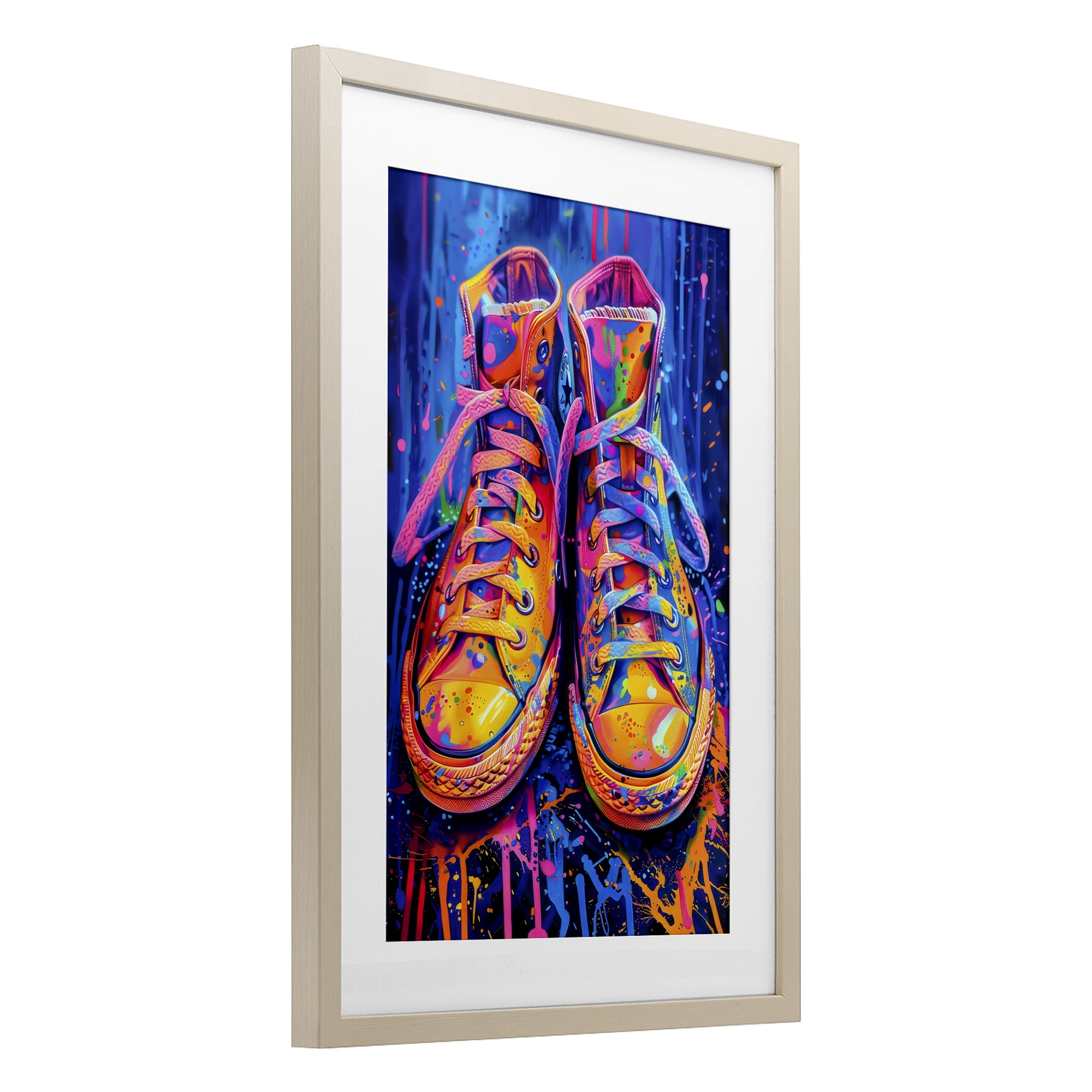 Stupell Industries Moody Converse with Neon Splash Birch Framed Print Under Glass, design by Creative Studio