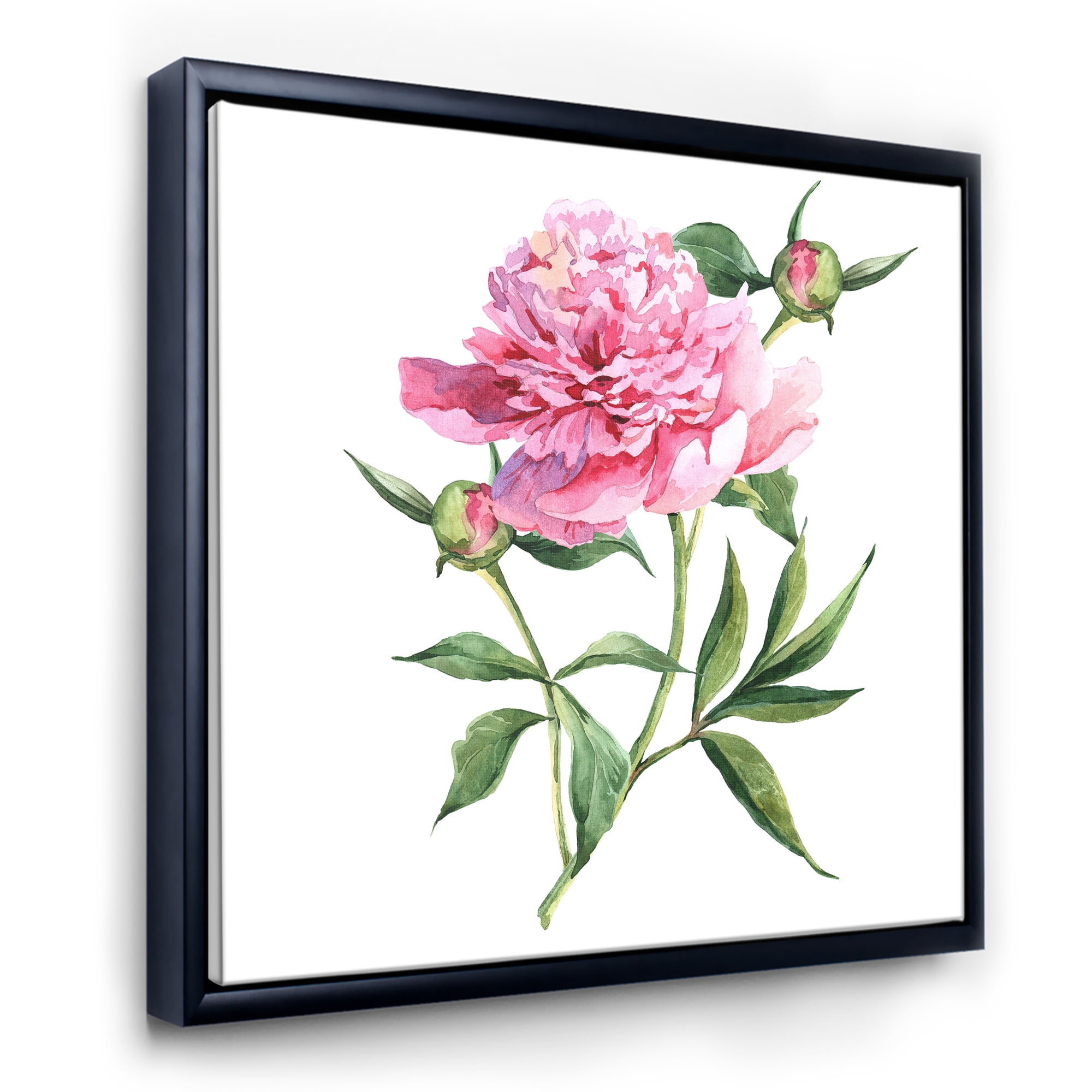 Designart 'Ancient Pink Peonies' Traditional Framed Canvas Wall Art Print