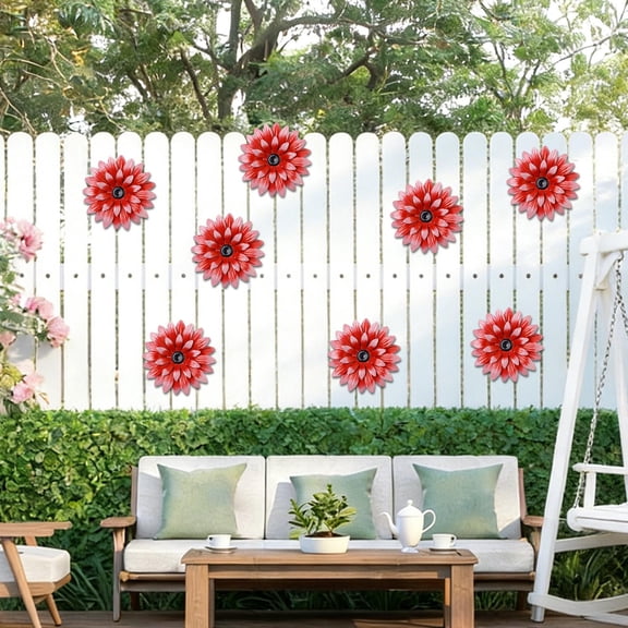 Gmogad Outdoor Iron Daisy Wall Hanging Decor, Colorful 3.5-Inch Metal Flower Garden Decor for Fence and Patio, Creative Balcony Wall Art for Indoor and Outdoor Home Decoration