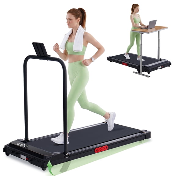HevGlrm Walking Pad Treadmill with Handles for Home Workouts,Portable Compact Treadmills Under Desk Walking Pads with LED Display,350lbs Capacity
