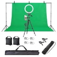 thumbnail image 1 of Yescom Photography Backdrop Tripod Kit with 10" LED Ring Light Green Background Screen, 1 of 11