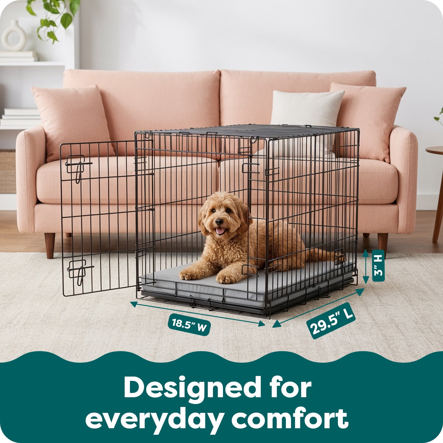 (4 pack) FurHaven Pet Products Mattress Edition Medium Memory Foam Dog Kennel & Crate Mat, Gray