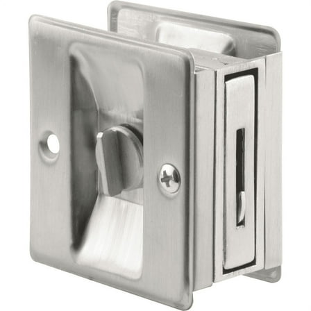 2-3/4 in. Satin Chrome Finished Solid Brass Pocket Door Lock and Pull