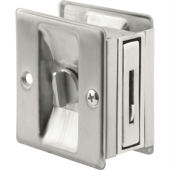 2-3/4 in. Satin Chrome Finished Solid Brass Pocket Door Lock and Pull