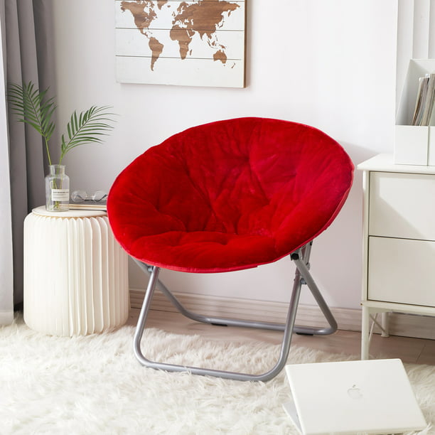 Mainstays Faux Fur Saucer Chair Red, Red Fur Saucer Chair