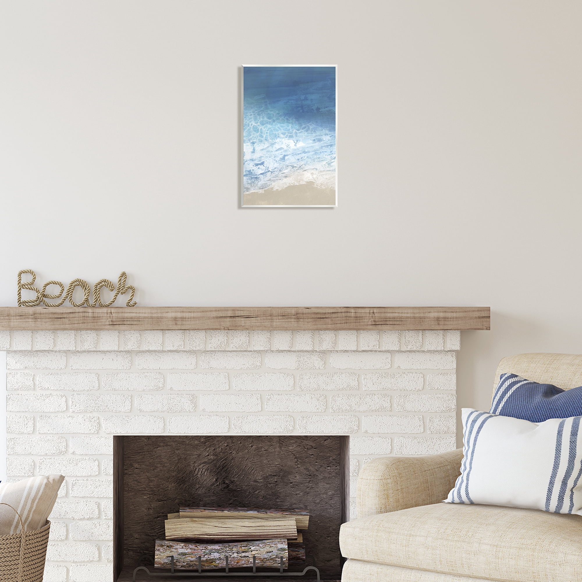 Stupell Industries Water Waves Blue Ocean Shore Coastal Painting Unframed Art Print Wall Art