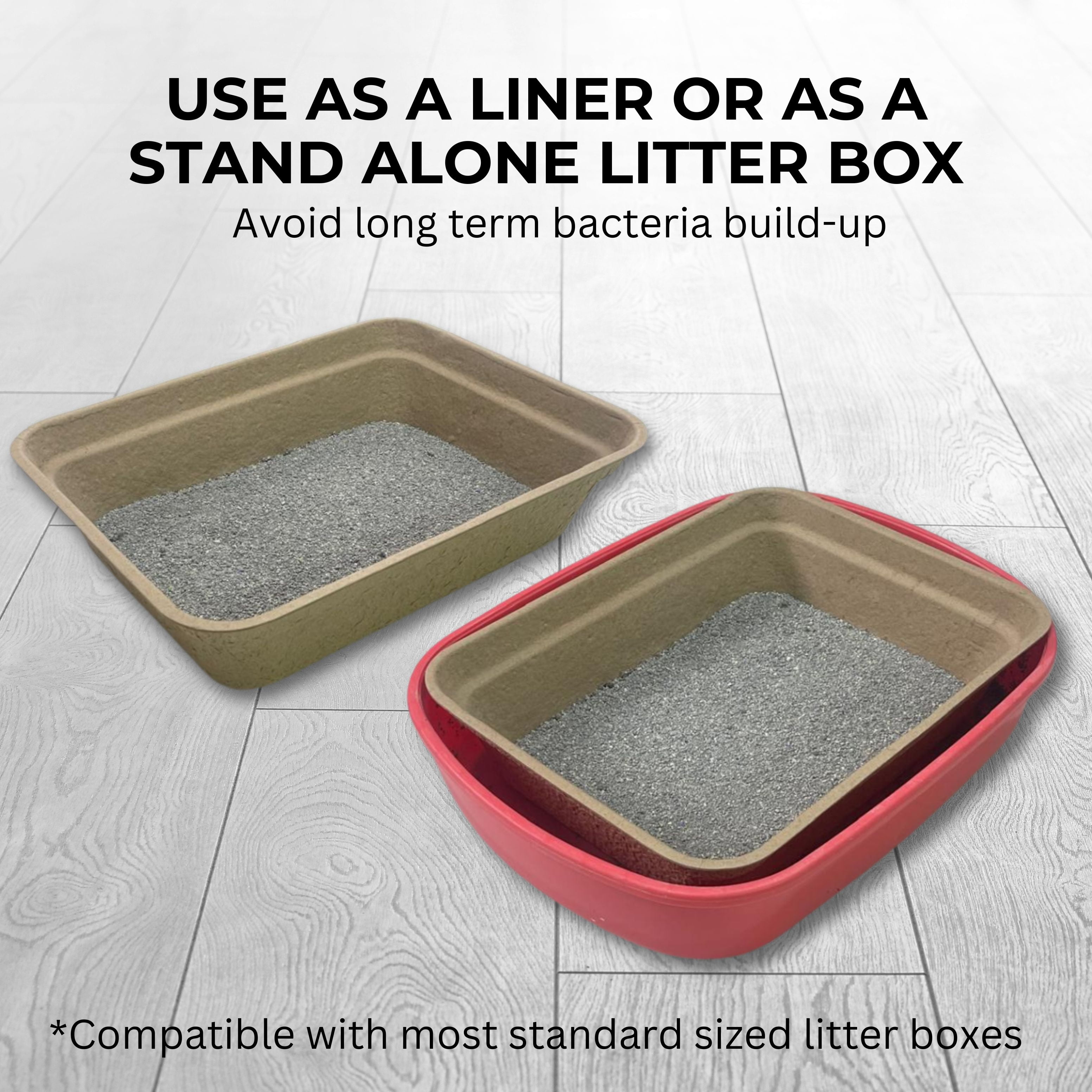 The Wit Cat Disposable Litter Boxes, Large Size, 4-Pack, Leakproof, Sturdy and Eco-Friendly