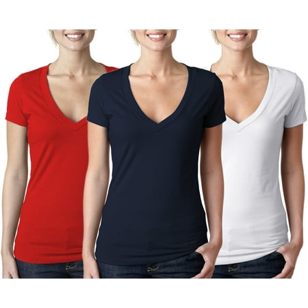 Women's Clementine Deep V Neck T-Shirt (Pack of (Best End Of Neck)