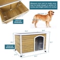 thumbnail image 2 of Noaman Large Wooden Outdoor Dog House with Waterproof Roof, Elevated Floor & Adjustable Feet, 40"L x 23.2"W x 27.4"H Interior, PVC Door Curtain, Ideal for Dogs Up to 90lbs, Yellow, 2 of 5